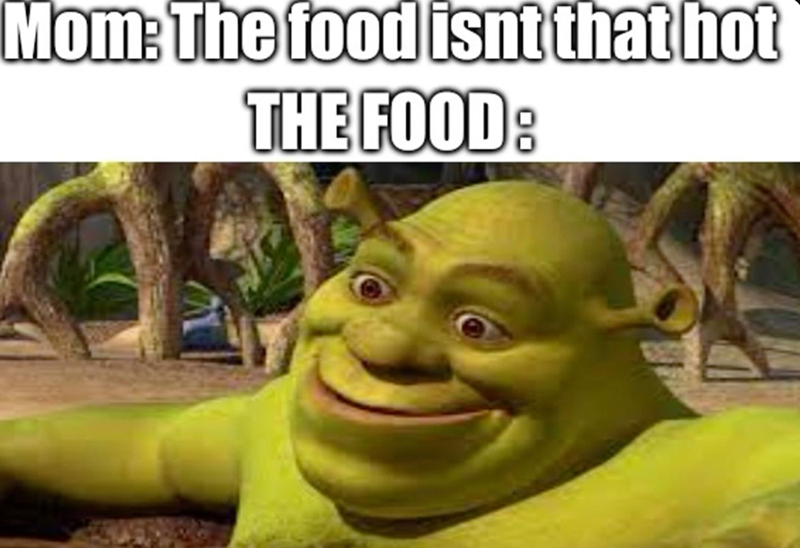 Mom: The food isnt that hot THE FOOD: