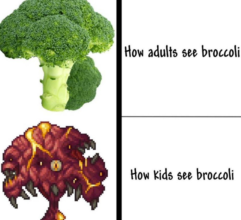 How adults see broccoli How Kids see broccoli