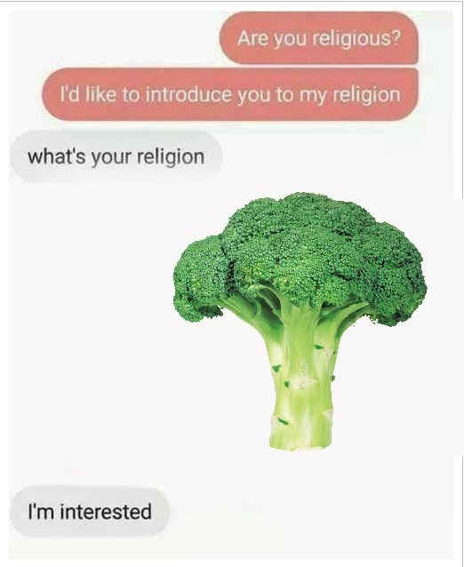 Are you religious? I'd like to introduce you to my religion what's your religion I'm interested