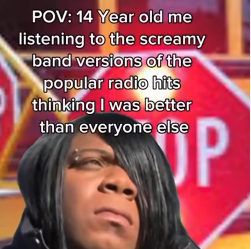 POV: 14 Year old me listening to the screamy band versions of the popular radio hits thinking I was better than everyone else OP