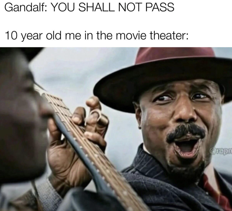 Gandalf: YOU SHALL NOT PASS 10 year old me in the movie theater: Oraph