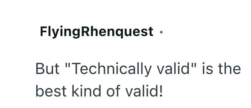 Flying Rhenquest ⚫ But "Technically valid" is the best kind of valid!