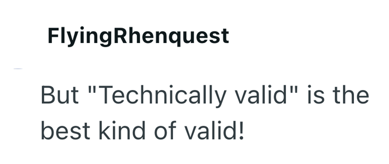 FlyingRhenquest But "Technically valid" is the best kind of valid!