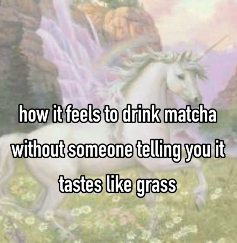 how it feels to drink matcha without someone telling you it tastes like grass