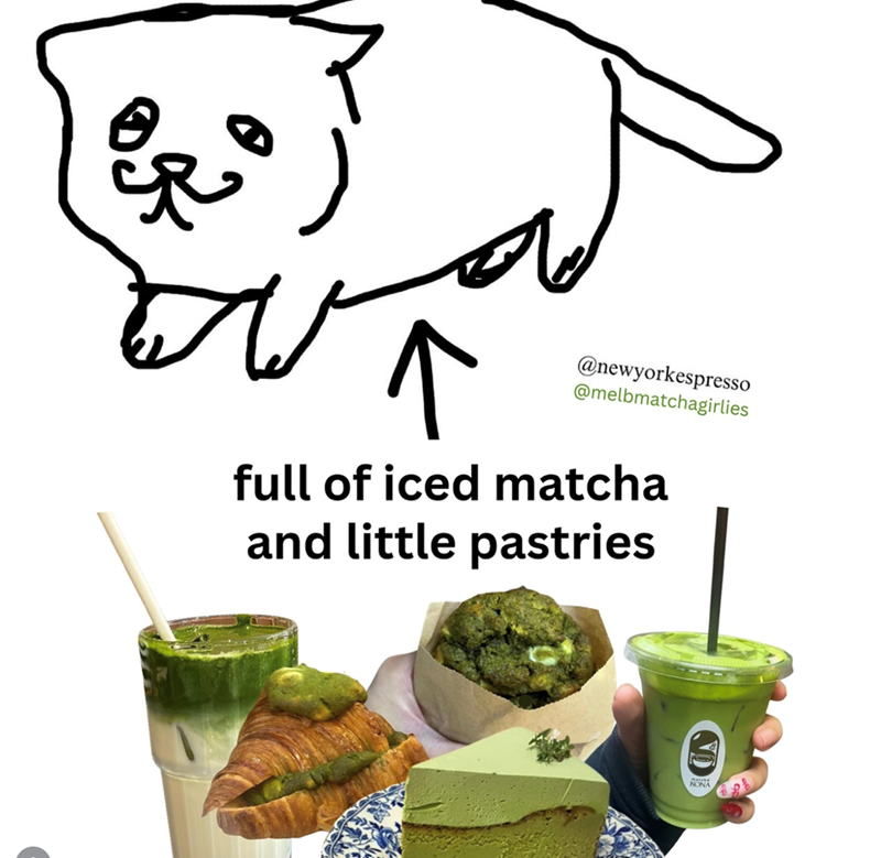 泉 个 @newyorkespresso @melbmatchagirlies full of iced matcha and little pastries RONA