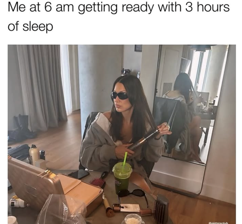 Me at 6 am getting ready with 3 hours of sleep @airtzzzclub