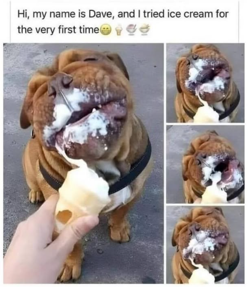 Hi, my name is Dave, and I tried ice cream for the very first time☺