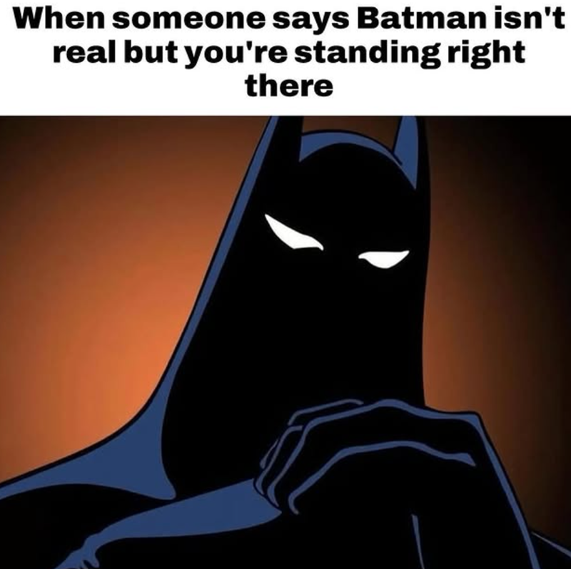 When someone says Batman isn't real but you're standing right there
