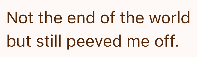 Not the end of the world but still peeved me off.