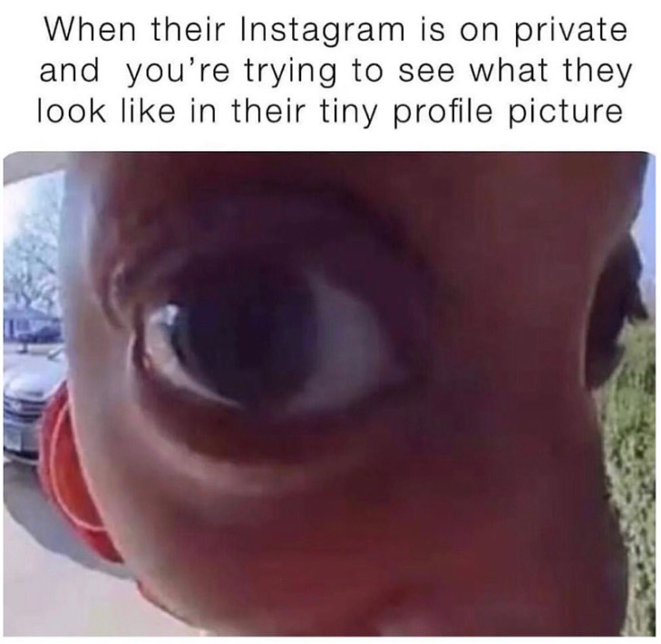 When their Instagram is on private and you're trying to see what they look like in their tiny profile picture