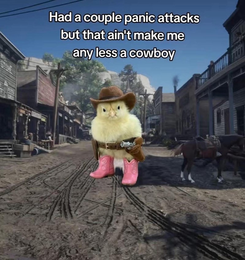 Had a couple panic attacks but that ain't make me any less a cowboy