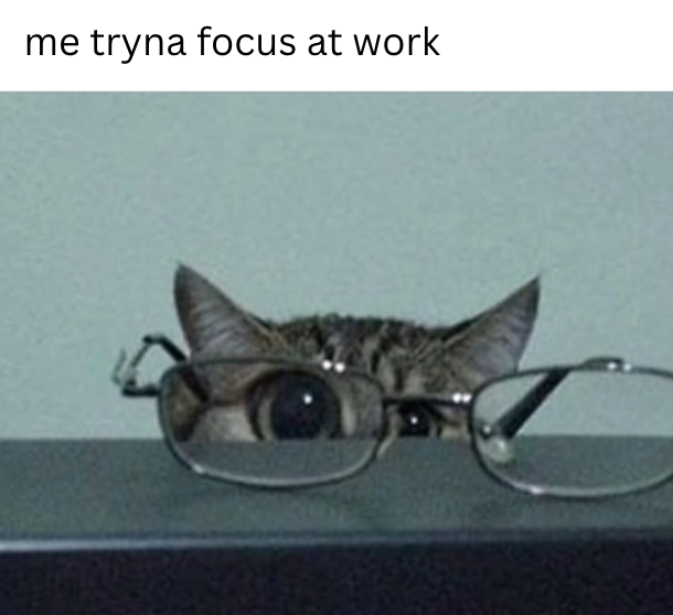 me tryna focus at work
