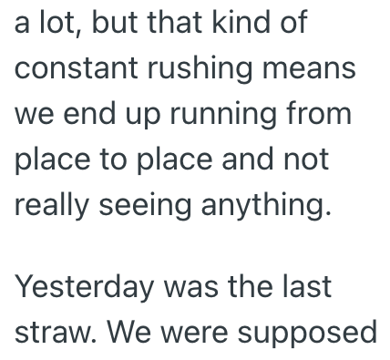 a lot, but that kind of constant rushing means we end up running from place to place and not really seeing anything. Yesterday was the last straw. We were supposed