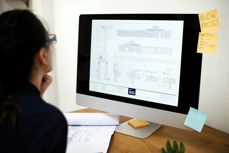 Businesswoman working on a desktop document