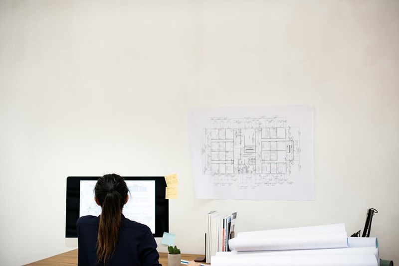 Businesswoman working on a desktop