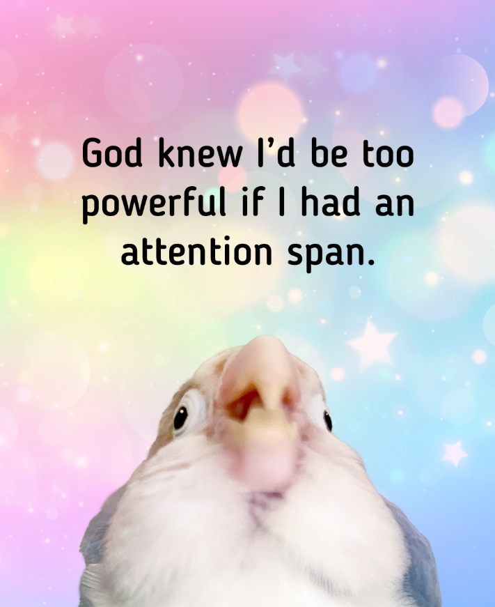 God knew I'd be too powerful if I had an attention span.