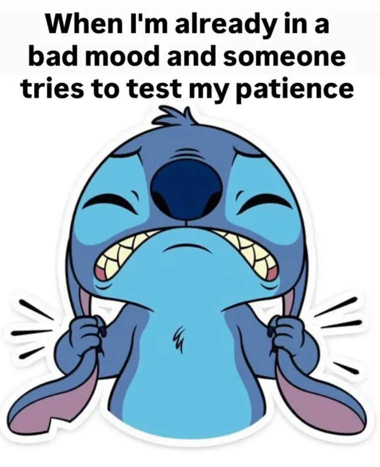 When I'm already in a bad mood and someone tries to test my patience
