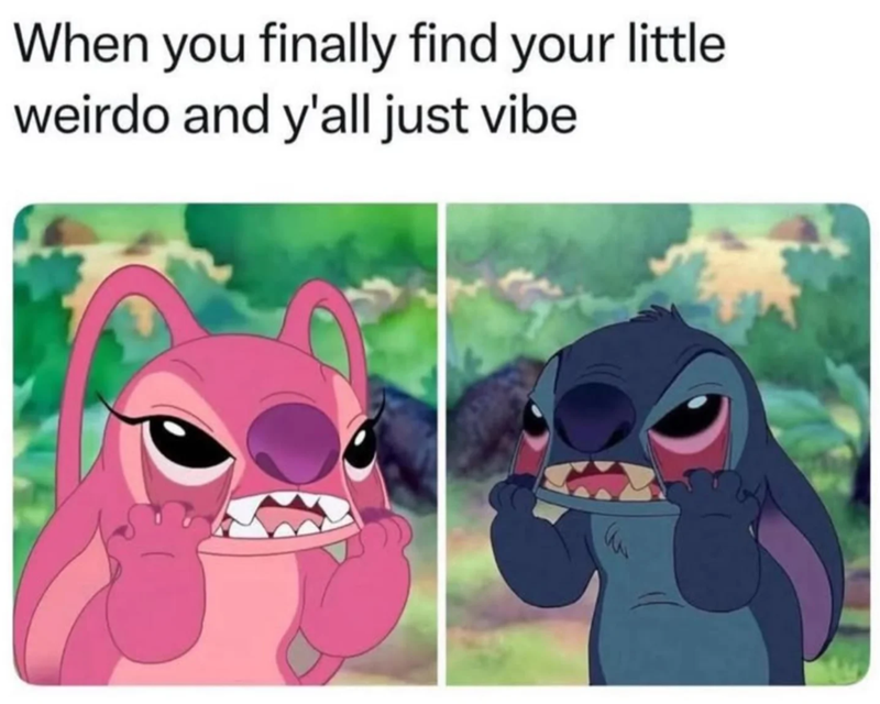 When you finally find your little weirdo and y'all just vibe