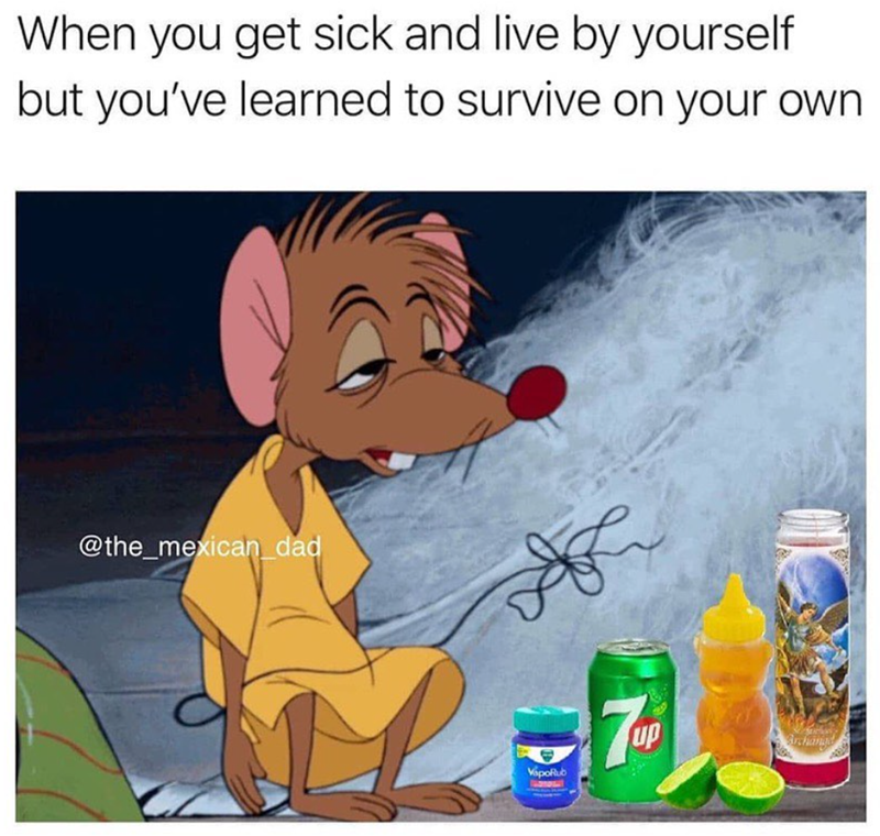 When you get sick and live by yourself but you've learned to survive on your own @the_mexican_dad VapoRub 7 7up Archang