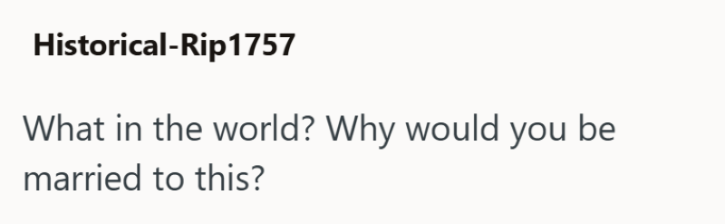 Historical-Rip1757 What in the world? Why would you be married to this?