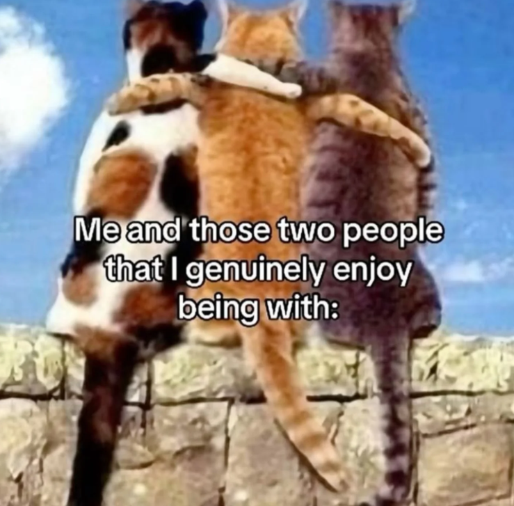 Me and those two people that I genuinely enjoy being with: