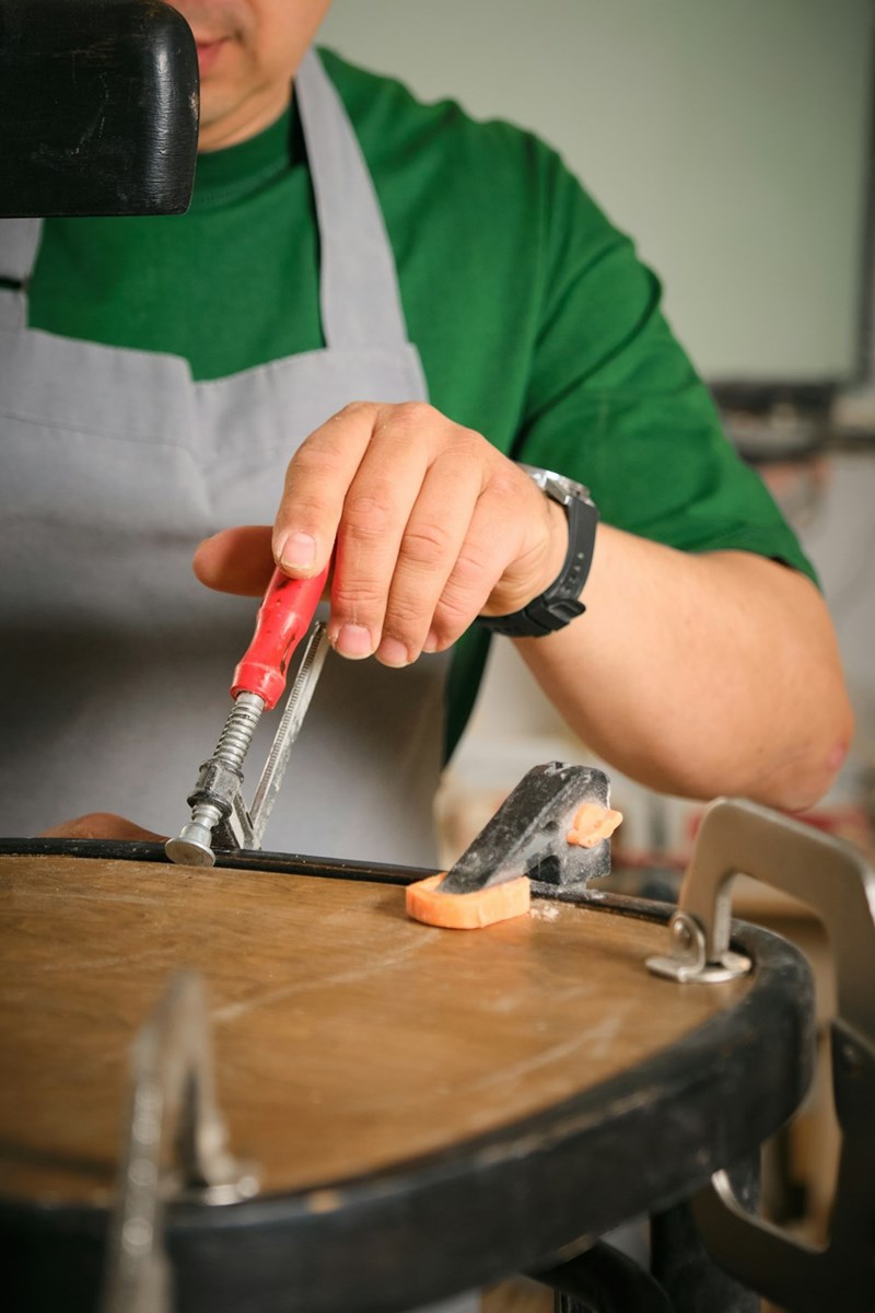 Chair being upholstered professionally