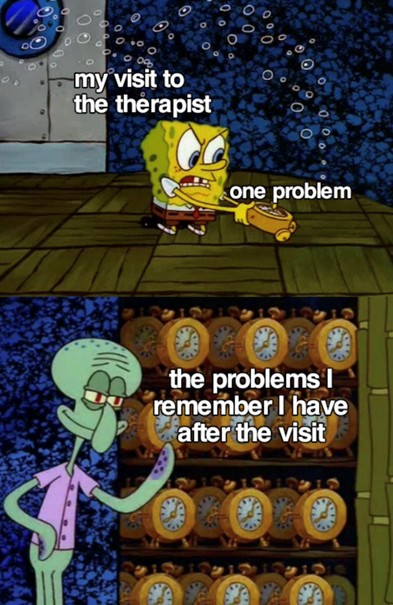 00 808 my visit to the therapist 0 C O one problem the problems I remember I have after the visit e