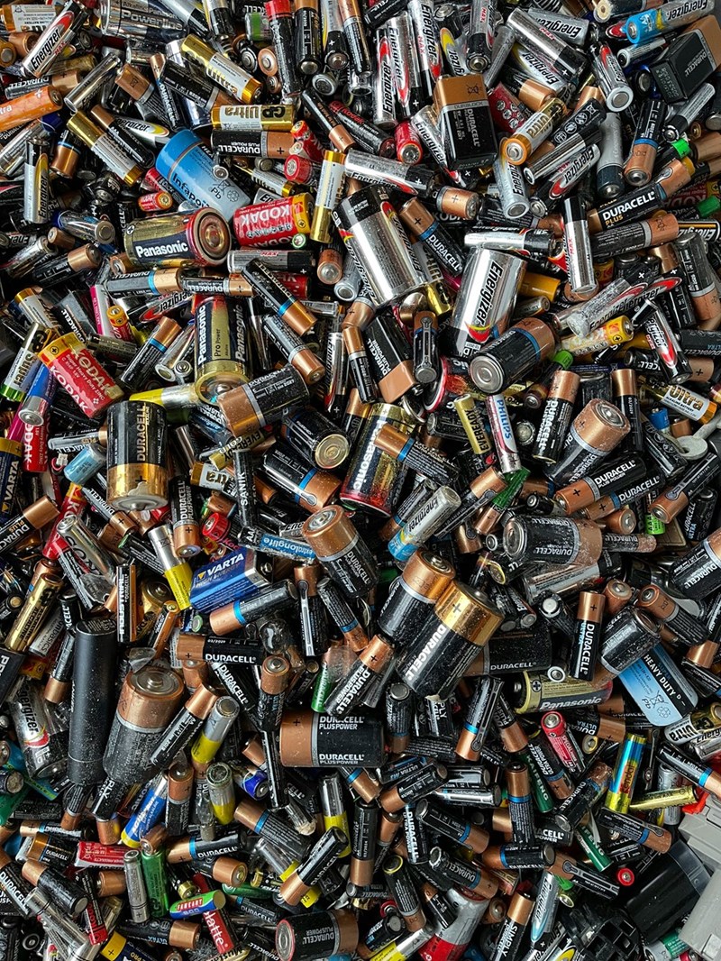 A pile of different types of batteries