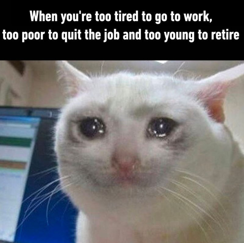 When you're too tired to go to work, too poor to quit the job and too young to retire