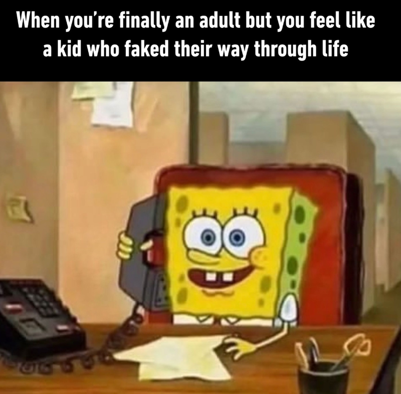 When you're finally an adult but you feel like a kid who faked their way through life E A