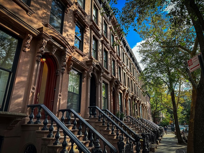 A row of Brownstones in Brooklyn