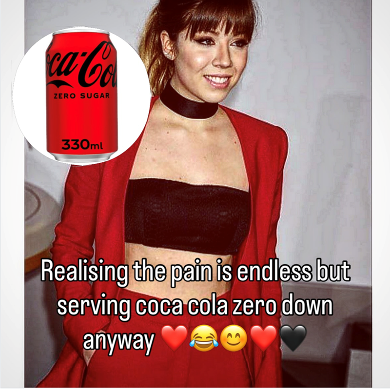 ca-Co ZERO SUGAR 330ml Realising the pain is endless but serving coca cola zero down anyway