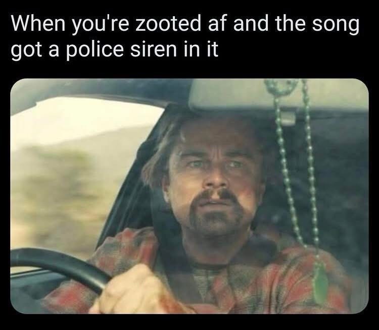 When you're zooted af and the song got a police siren in it