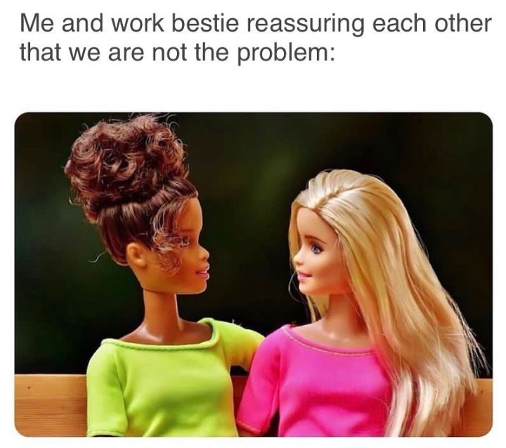 Me and work bestie reassuring each other that we are not the problem: