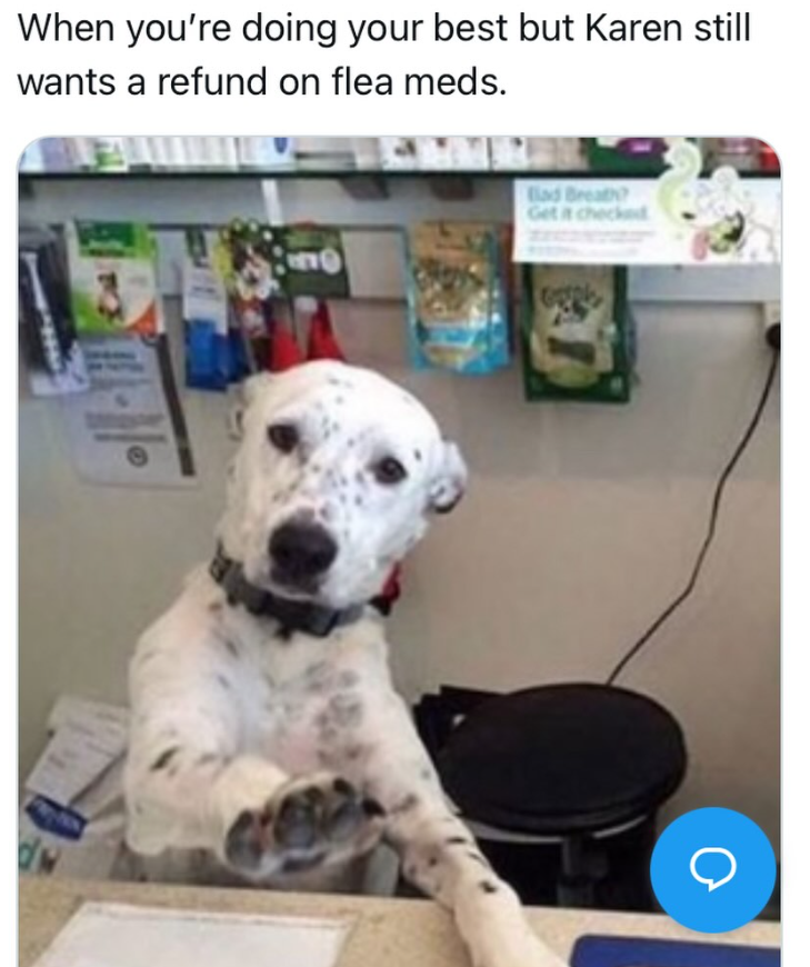 When you're doing your best but Karen still wants a refund on flea meds. 30 Bad Breath? Get it checked о