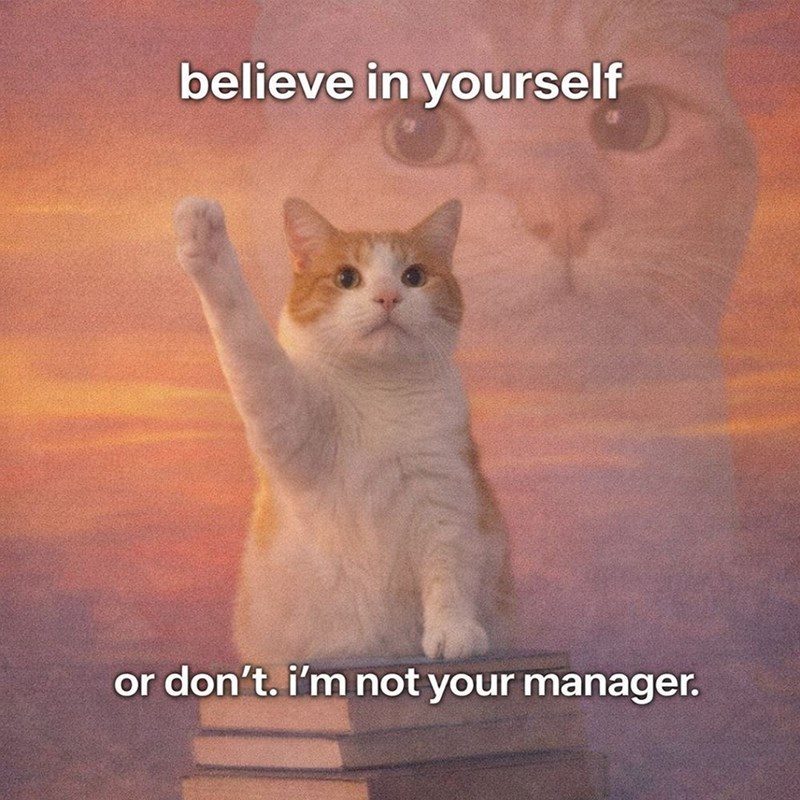 believe in yourself or don't. i'm not your manager.