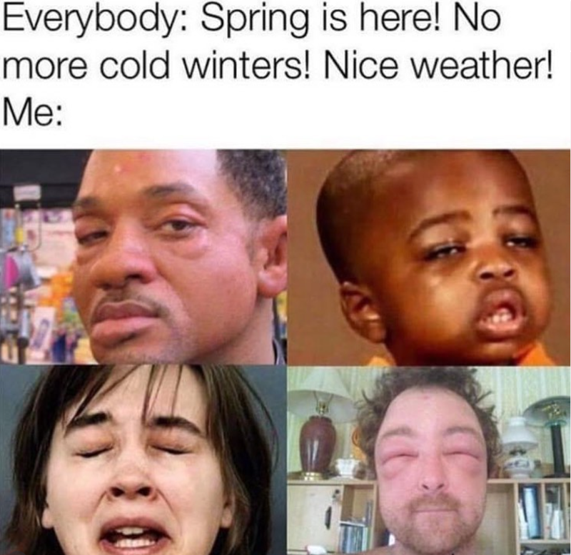 Everybody: Spring is here! No more cold winters! Nice weather! Me: