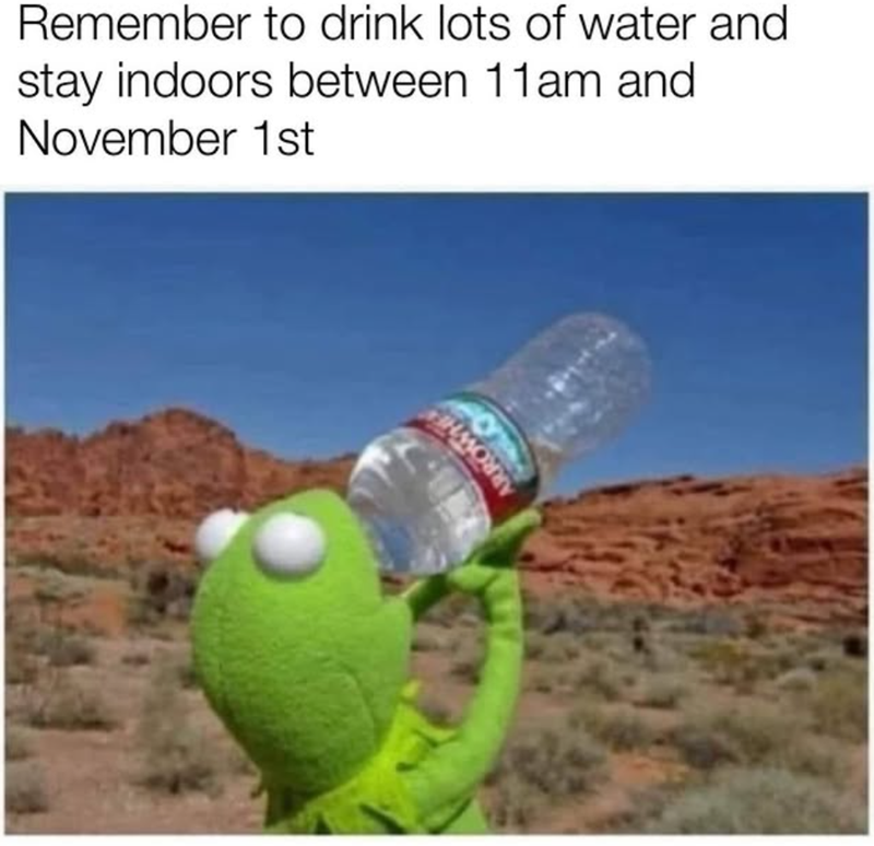 ARROWHE Remember to drink lots of water and stay indoors between 11am and November 1st
