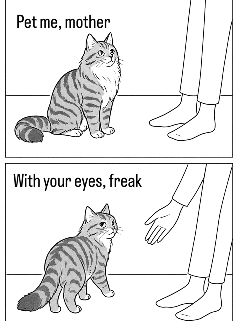 Pet me, mother With your eyes, freak
