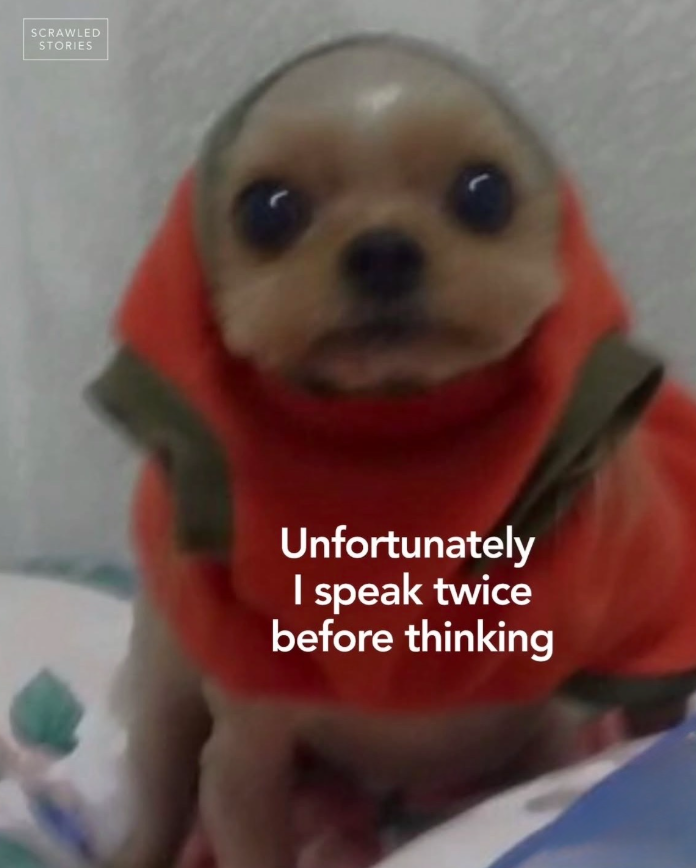 SCRAWLED STORIES Unfortunately I speak twice before thinking