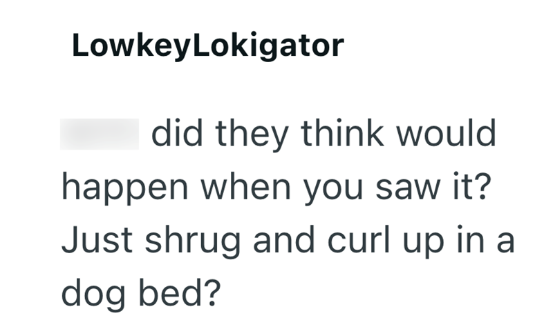 LowkeyLokigator did they think would happen when you saw it? Just shrug and curl up in a dog bed?