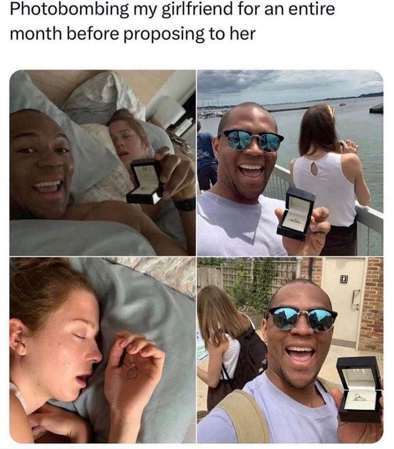 Photobombing my girlfriend for an entire month before proposing to her