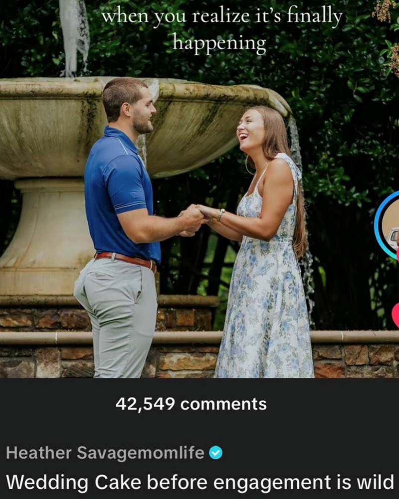 when you realize it's finally happening 42,549 comments Heather Savagemomlife Wedding Cake before engagement is wild