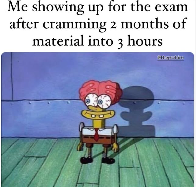 Me showing up for the exam after cramming 2 months of material into 3 hours @theprchiro