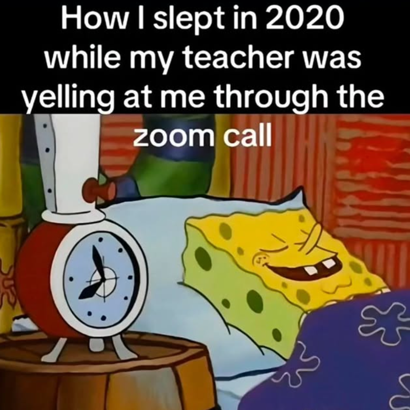 How I slept in 2020 while my teacher was yelling at me through the zoom call