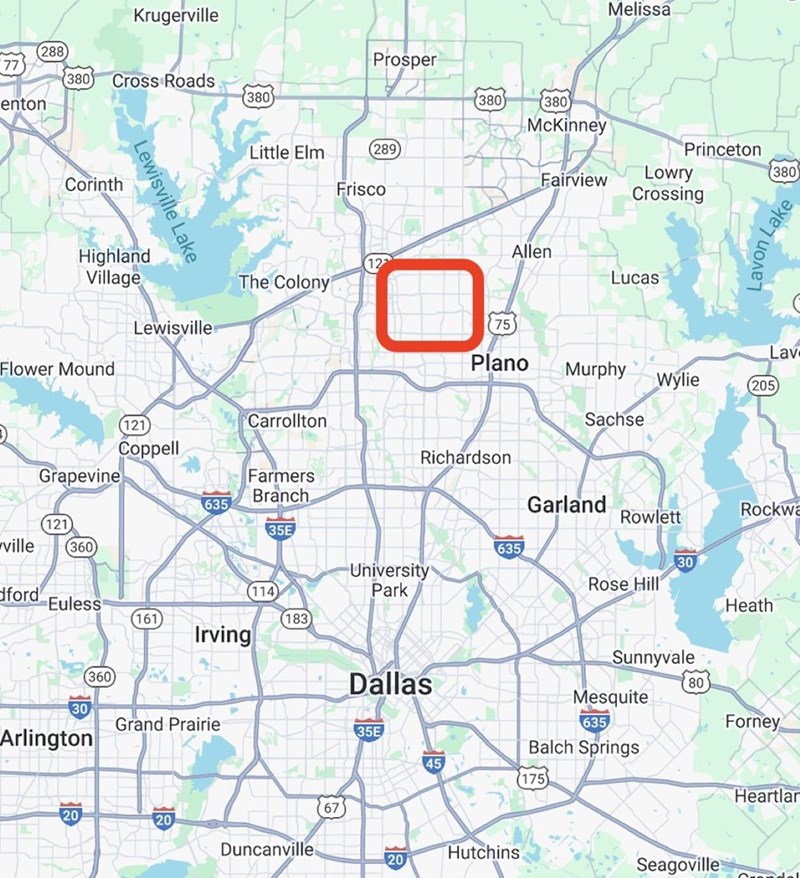 77 288 Krugerville 380 Cross Roads 380) enton Corinth Lewisville Lake Prosper Little Elm 289) Highland Village Lewisville The Colony Flower Mound Frisco 880' 380 McKinney Melissa Princeton Fairview Lowry Crossing 380 Allen (12 Lucas Lavon La ake (75 Lav Plano Murphy Wylie 205 Sachse Grapevine (121) Coppell Carrollton Richardson. Farmers Branch 635 Garland Rowlett (121) 35E ville (360) 635 30 dford 114 University Park Rose Hill Euless (161) 183 Irving (360) Dallas 30 Grand Prairie Arlington 35E 4