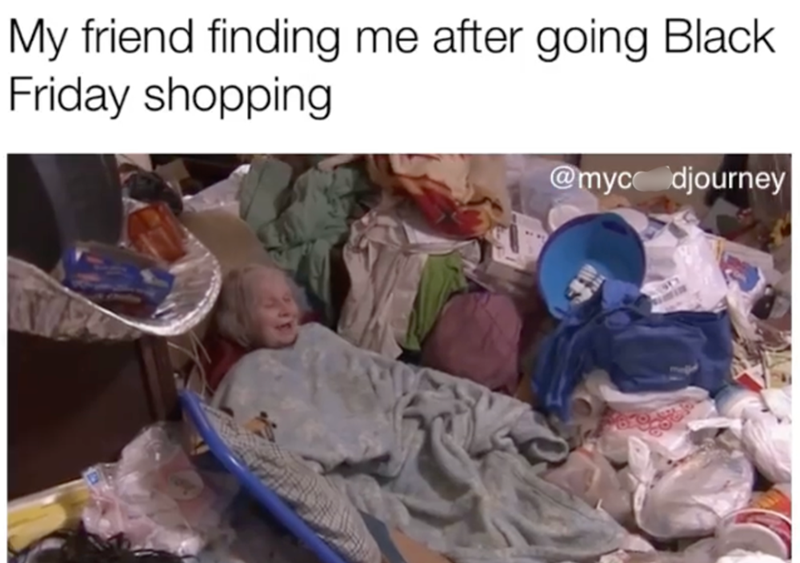 My friend finding me after going Black Friday shopping @mycdjourney