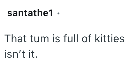 santathe1. That tum is full of kitties isn't it.