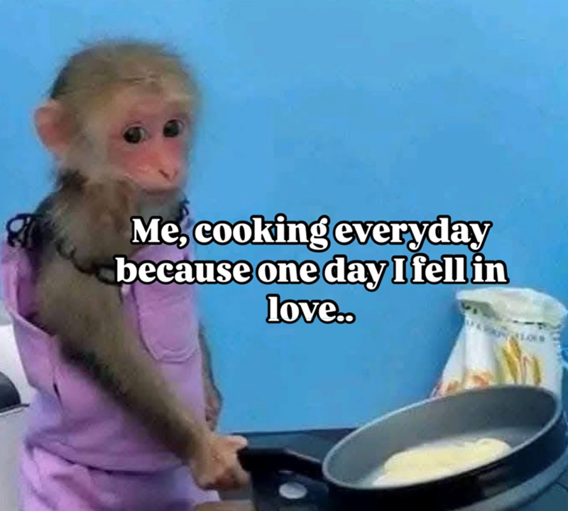Me, cooking everyday because one day I fell in love..