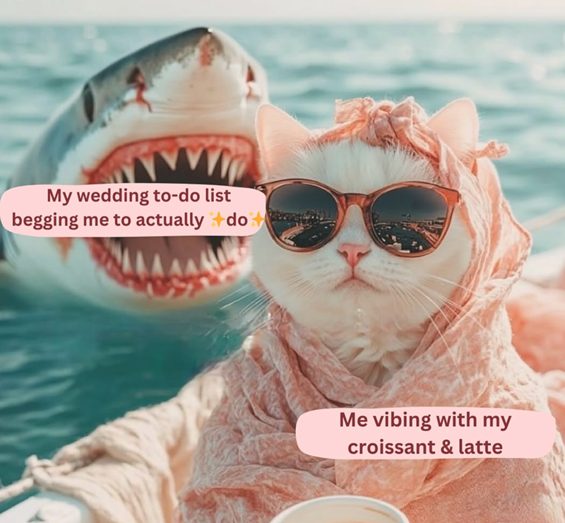 My wedding to-do list begging me to actually +do+ Me vibing with my croissant & latte